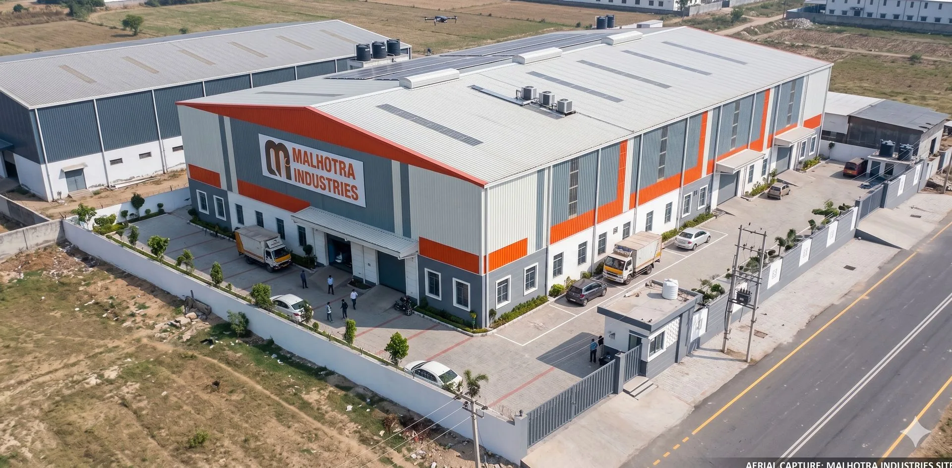 Malhotra Industries manufacturing facility — aerial view